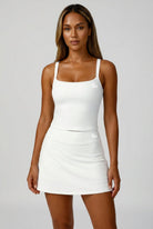 KAIA strap top & skirt set White