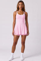 LOLA racerback padel dress in Sakura pink – women's padel dress by Six'o – front view