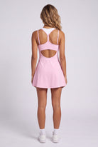 LOLA racerback padel dress in Sakura pink – women's padel dress by Six'o – back view