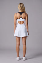 LOLA racerback padel dress in White – women's padel dress by Six'o – back view
