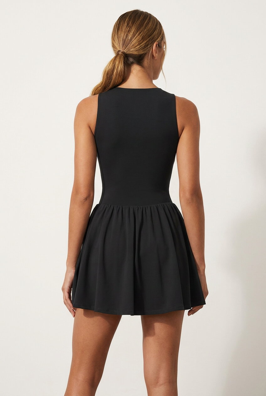 MIRA V-neck padel dress Black