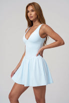 MIRA V-neck padel dress Light blue