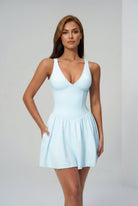 MIRA V-neck padel dress Light blue