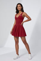 MIRA V-neck padel dress Wine red