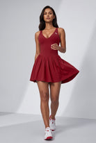 MIRA V-neck padel dress Wine red