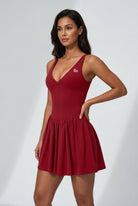 MIRA V-neck padel dress Wine red