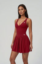 MIRA V-neck padel dress Wine red