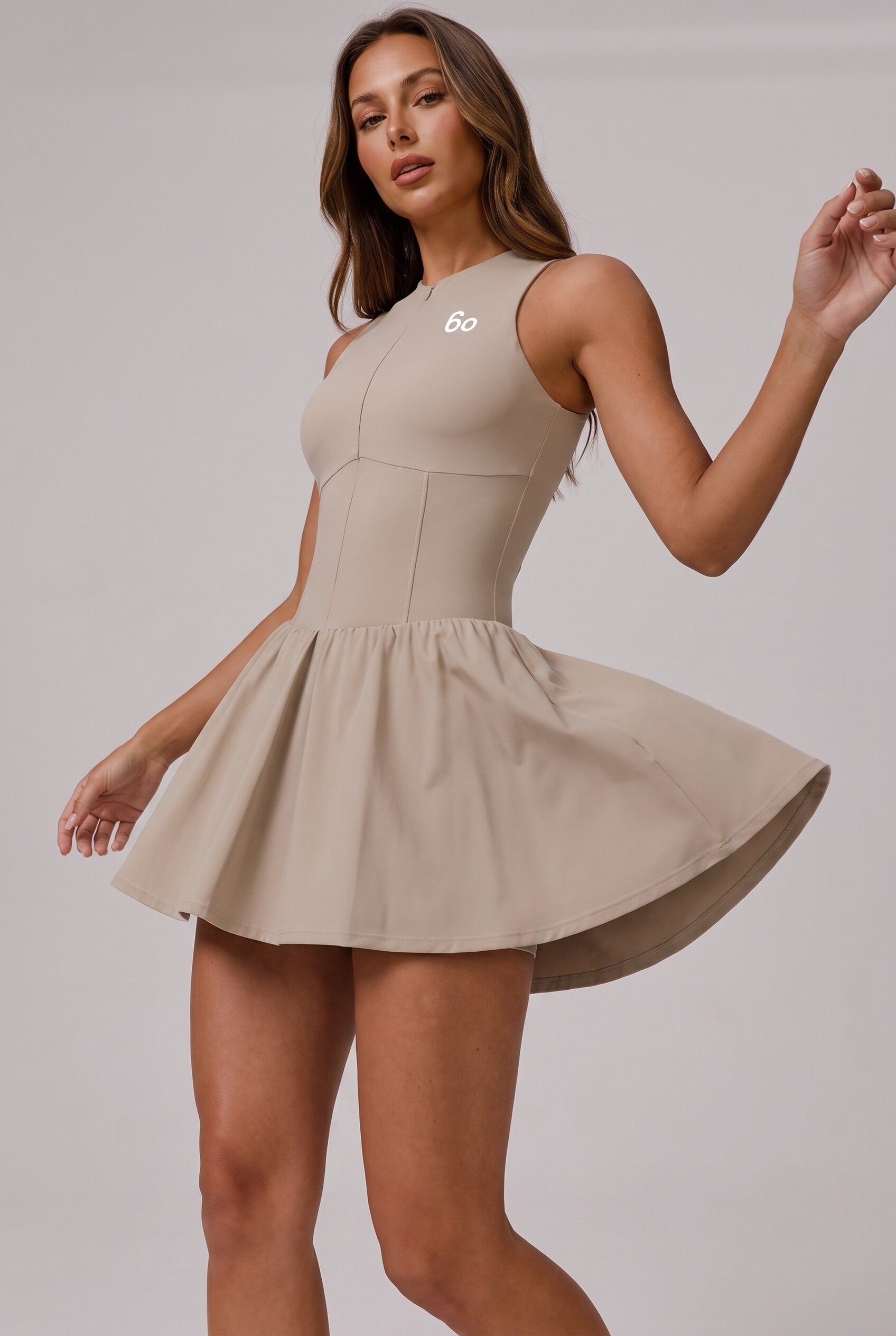 MOA high neck padel dress – Khaki