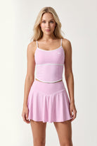 NINA cami top & flare skirt set in Candy pink – women's padel set by Six'o – front view