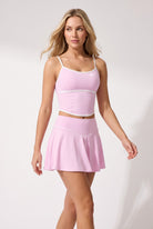 NINA cami top & flare skirt set in Candy pink – women's padel set by Six'o – full-length studio photo