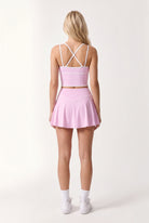 NINA cami top & flare skirt set in Candy pink – women's padel set by Six'o – back view
