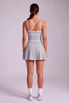 NINA cami top & flare skirt set in Moon grey – women's padel set by Six'o – back view