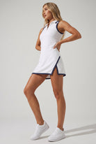 NORA piped polo padel dress Navy trim
