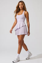 NOVA layered ruffle padel dress in Lavender – women's padel dress by Six'o – full-length studio photo