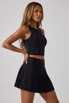 RAYA racerback top & pleated skirt set Black