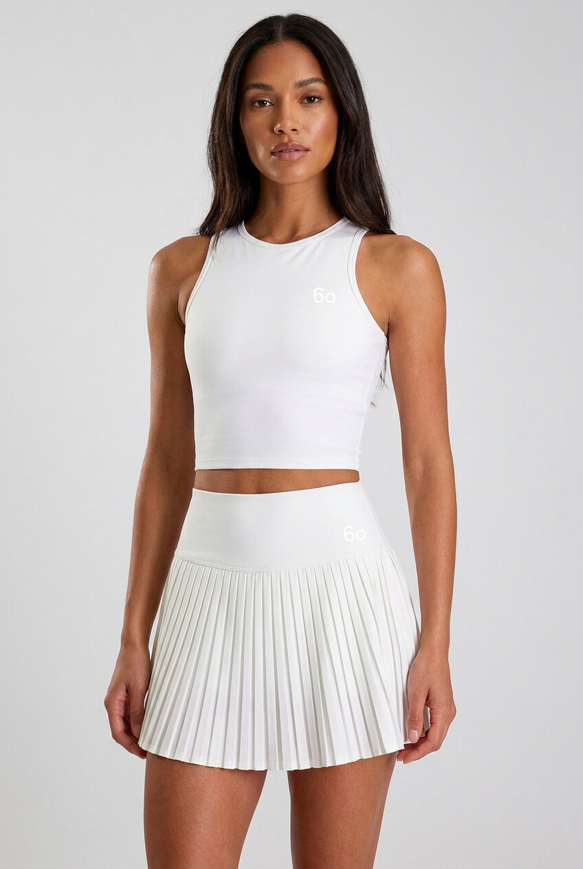 RAYA racerback top & pleated skirt set White