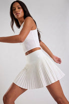 RAYA racerback top & pleated skirt set White