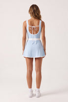 TARA tank top & trim skirt set in Blue – women's padel set by Six'o – back view