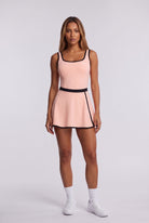 TARA tank top & trim skirt set in Peach – women's padel set by Six'o – front view