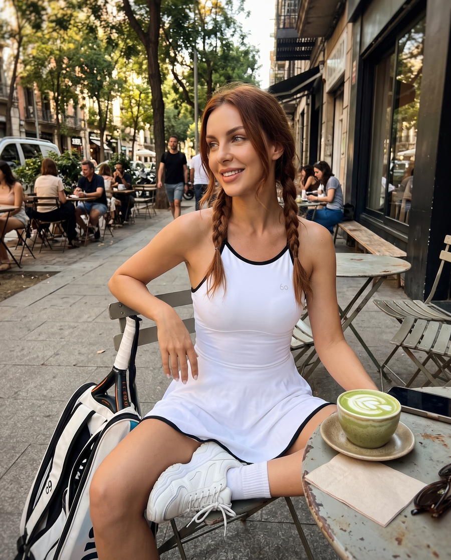 BELLA halter contrast trim dress – everyday look