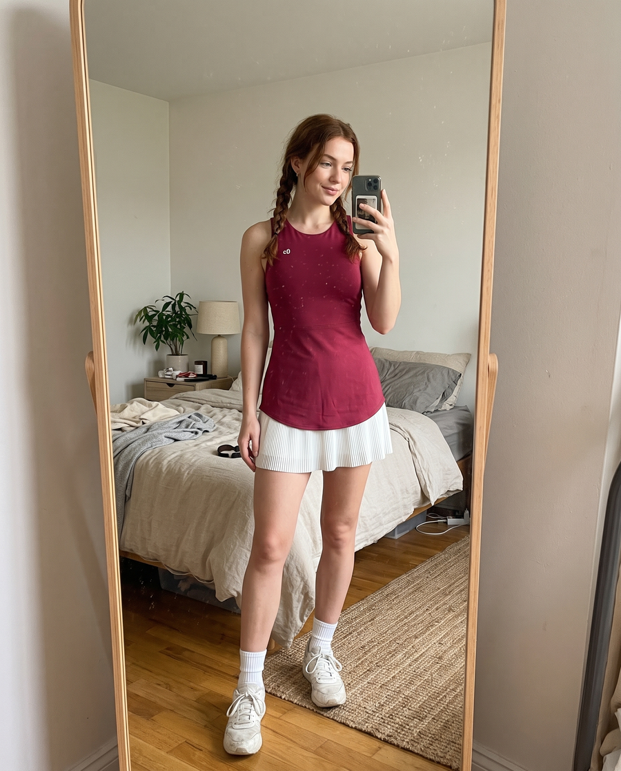 DAISY colourblock pleated dress – mirror selfie
