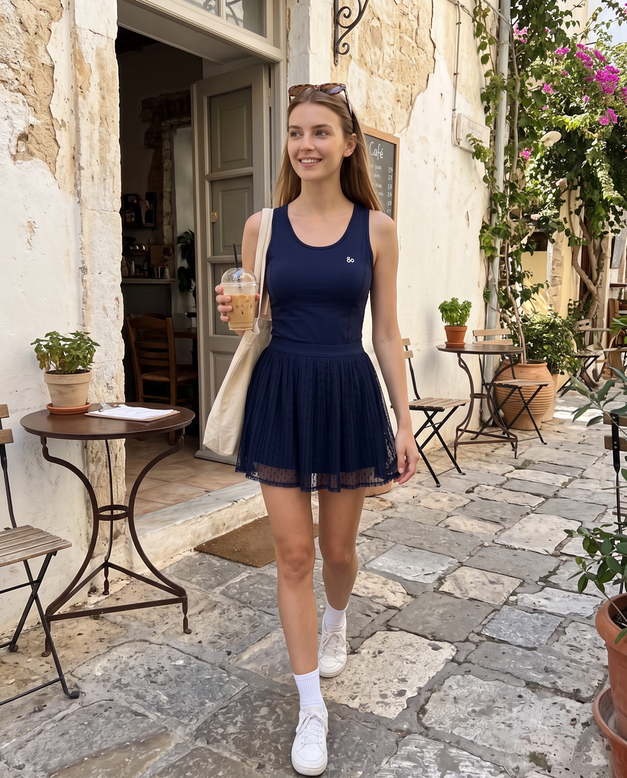 LEA square neck top & lace skirt set – everyday look