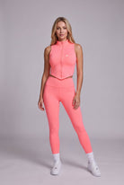 ZARA zip vest & leggings set in Wild peach – women's padel set by Six'o – front view