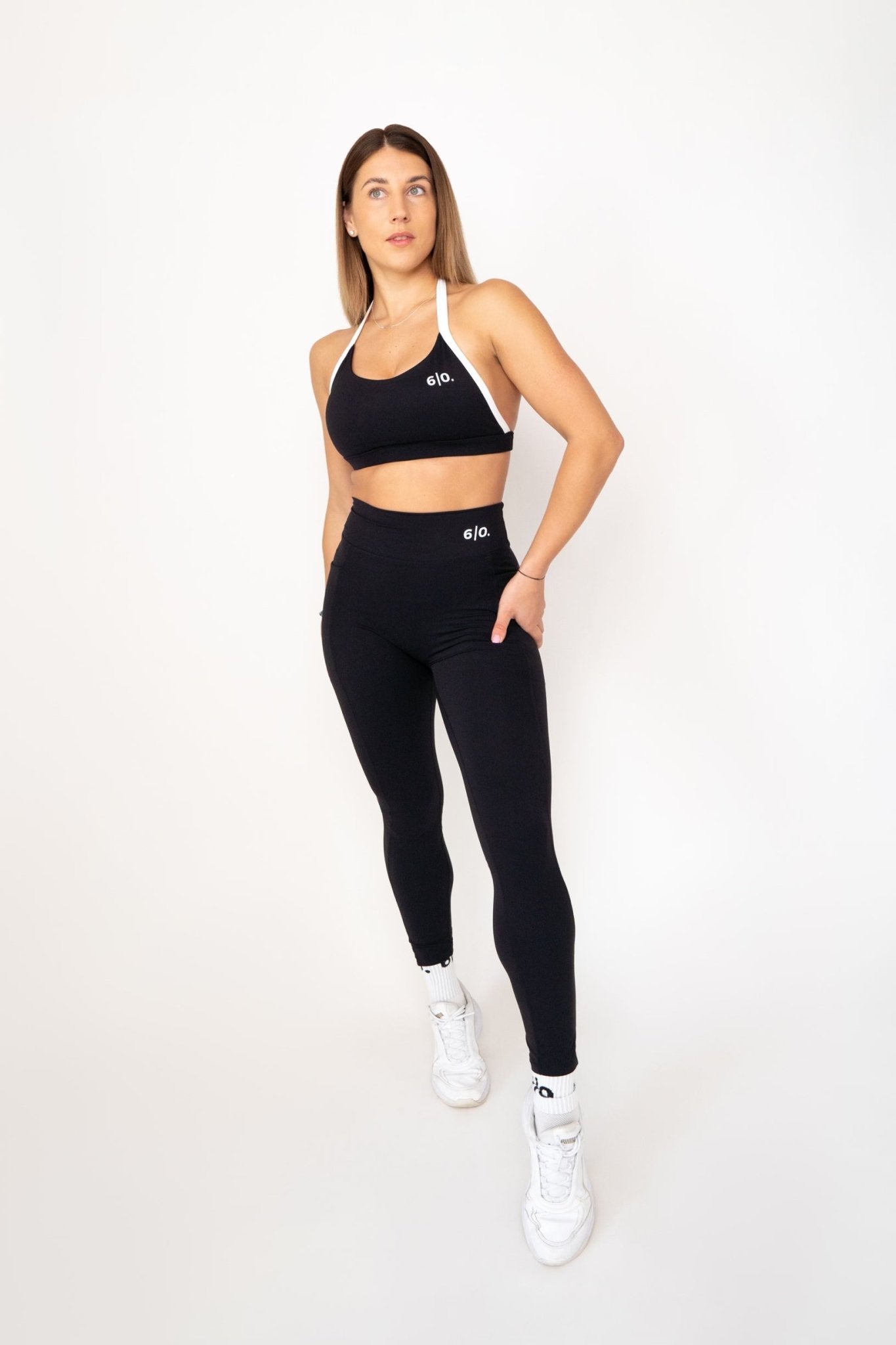 Black soft material leggings & bra set - Six Zero padel