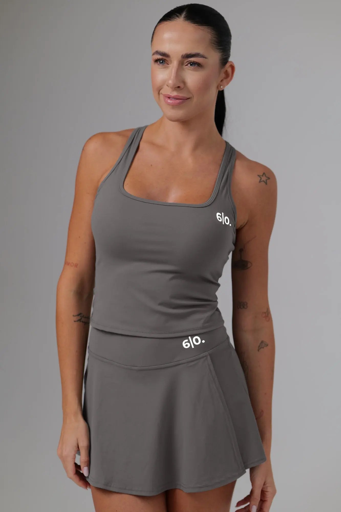 Black soft material top and skirt set - Six Zero padel