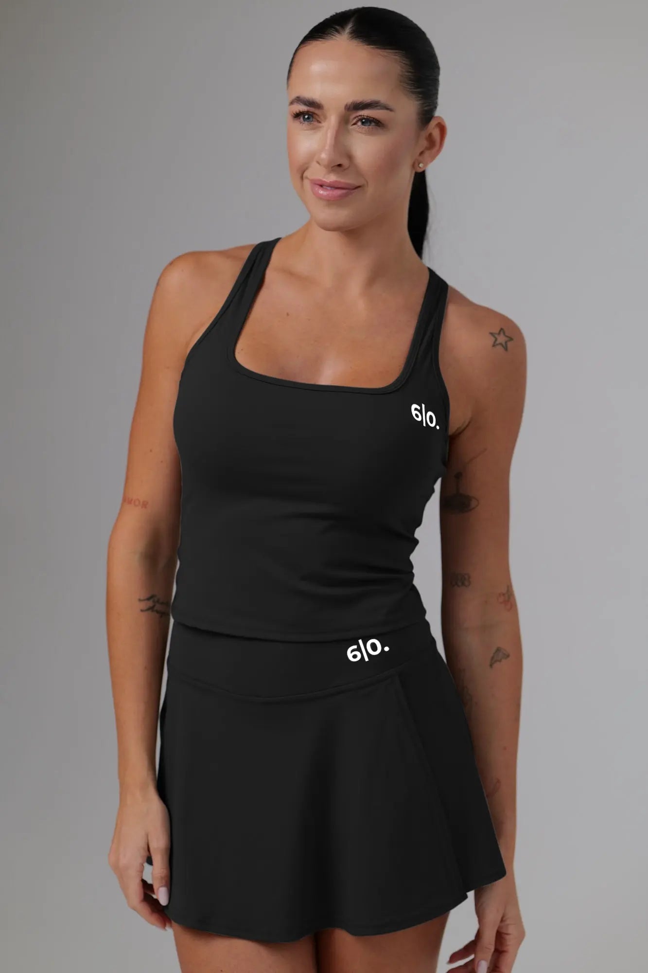 Black soft material top and skirt set - Six Zero padel