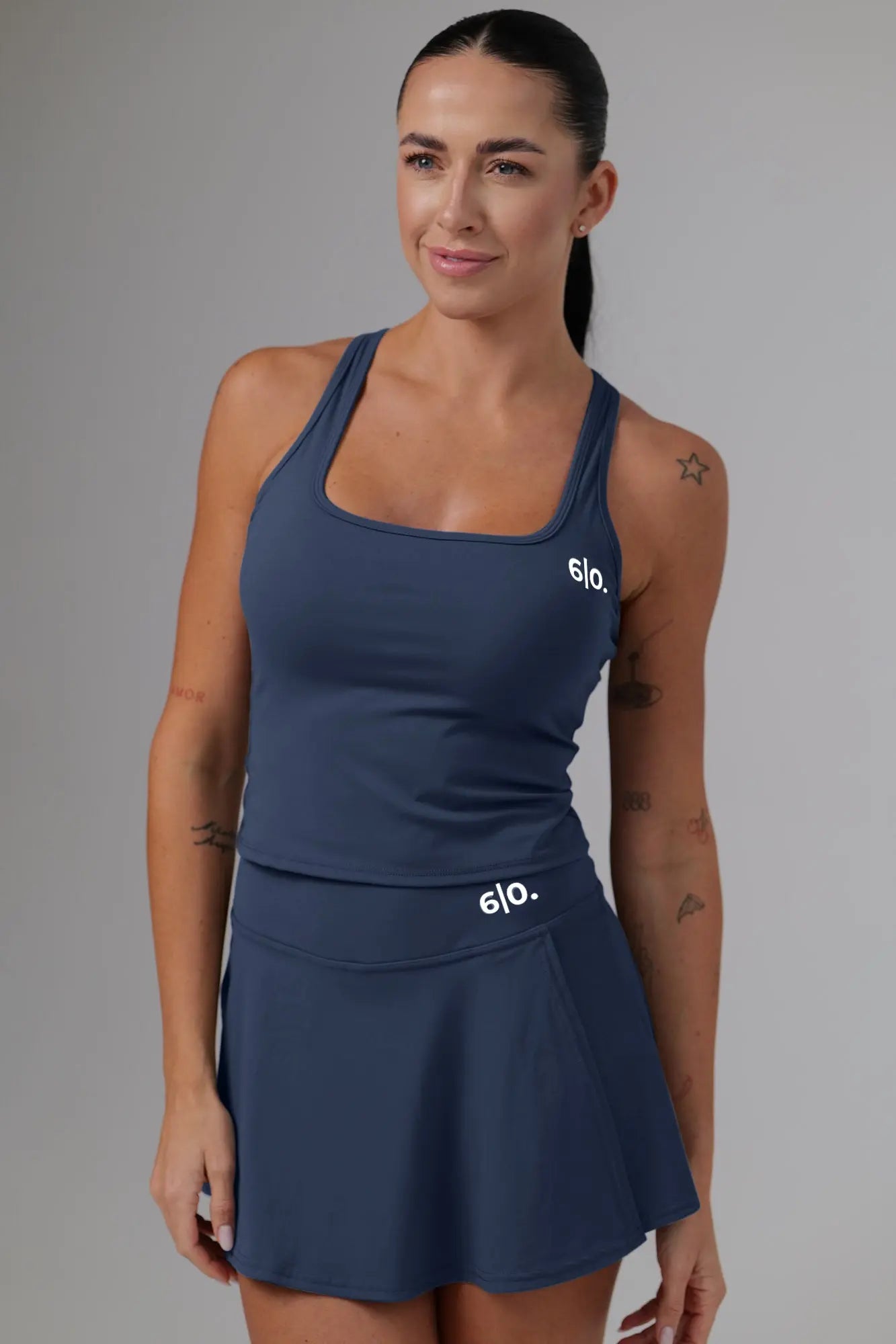 Black soft material top and skirt set - Six Zero padel
