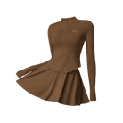 Brown long sleeves top & skirt set - Six'o Apparel