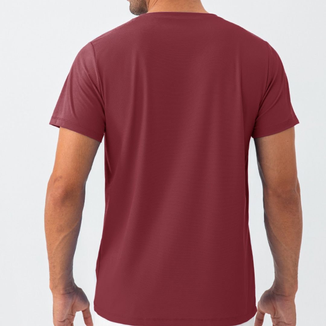 Burgundy blue quick dry material short sleeve t-shirts for men - Six Zero padel
