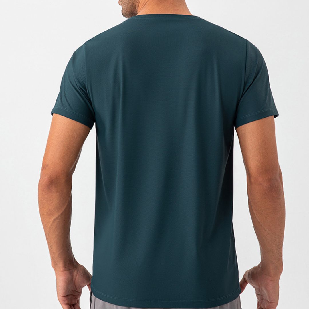 Burgundy blue quick dry material short sleeve t-shirts for men - Six Zero padel