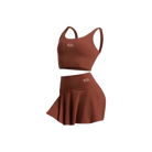 Dark brown Bra top & skirt set - Six Zero padel