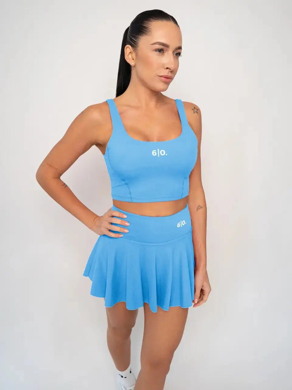 Dark brown Bra top & skirt set - Six Zero padel