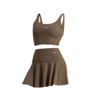 Dark brown Bra top & skirt set - Six Zero padel