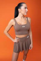 Dark brown Bra top & skirt set - Six Zero padel