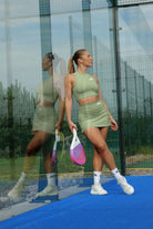 Green high neck top and skirt set - Six Zero padel
