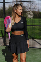 LUNA black padel top with bra and skirt set - Six Zero padel