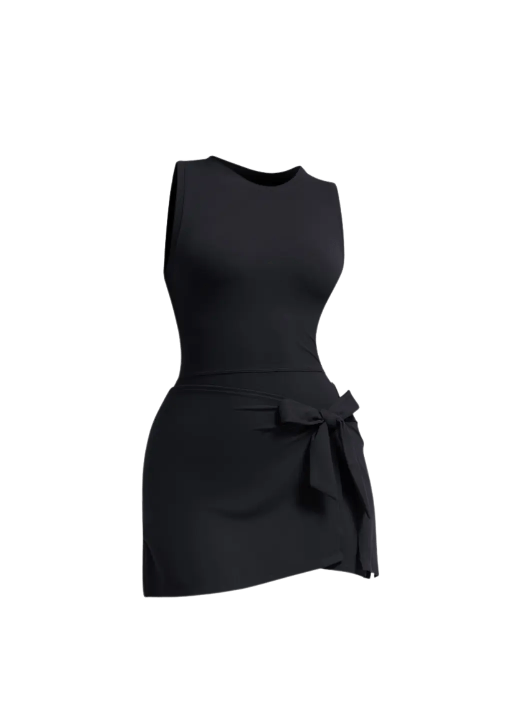 New black slimming effect short dress with belt (without bra) - Six Zero padel