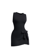 New black slimming effect short dress with belt (without bra) - Six Zero padel