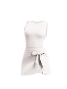 New cream white slimming effect short dress with belt (without bra) - Six Zero padel