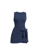 New dark blue slimming effect short dress with belt (without bra) - Six Zero padel