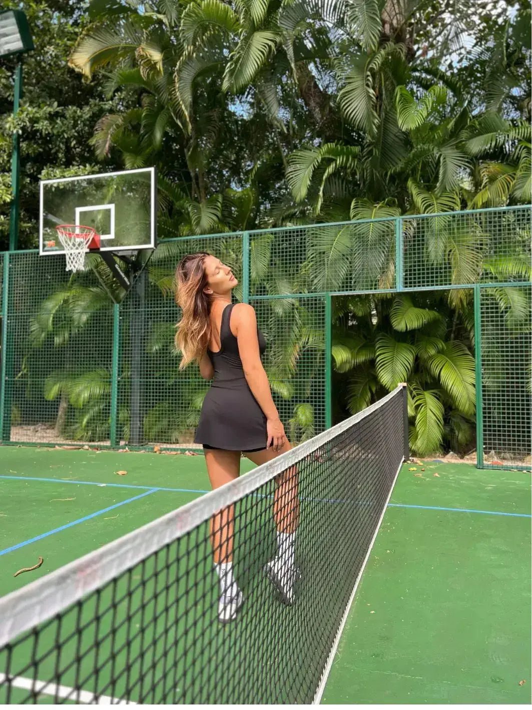 New grey slimming effect short dress with belt (without bra) - Six Zero padel