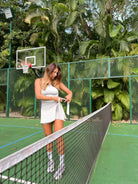 New grey slimming effect short dress with belt (without bra) - Six Zero padel