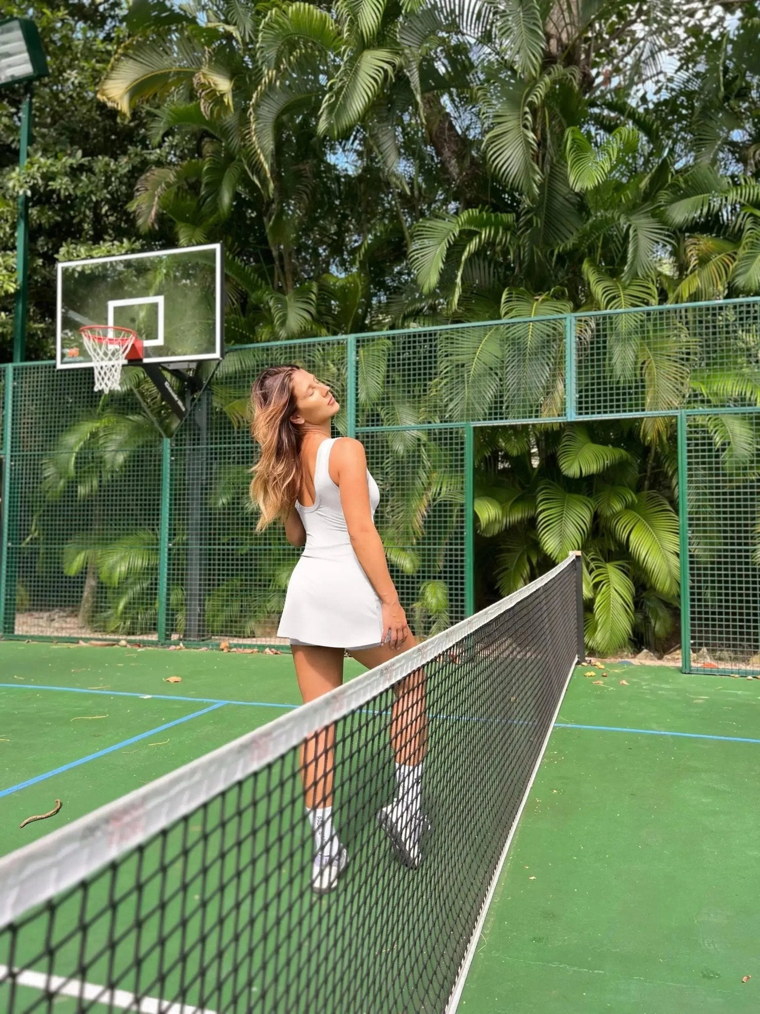 New grey slimming effect short dress with belt (without bra) - Six Zero padel