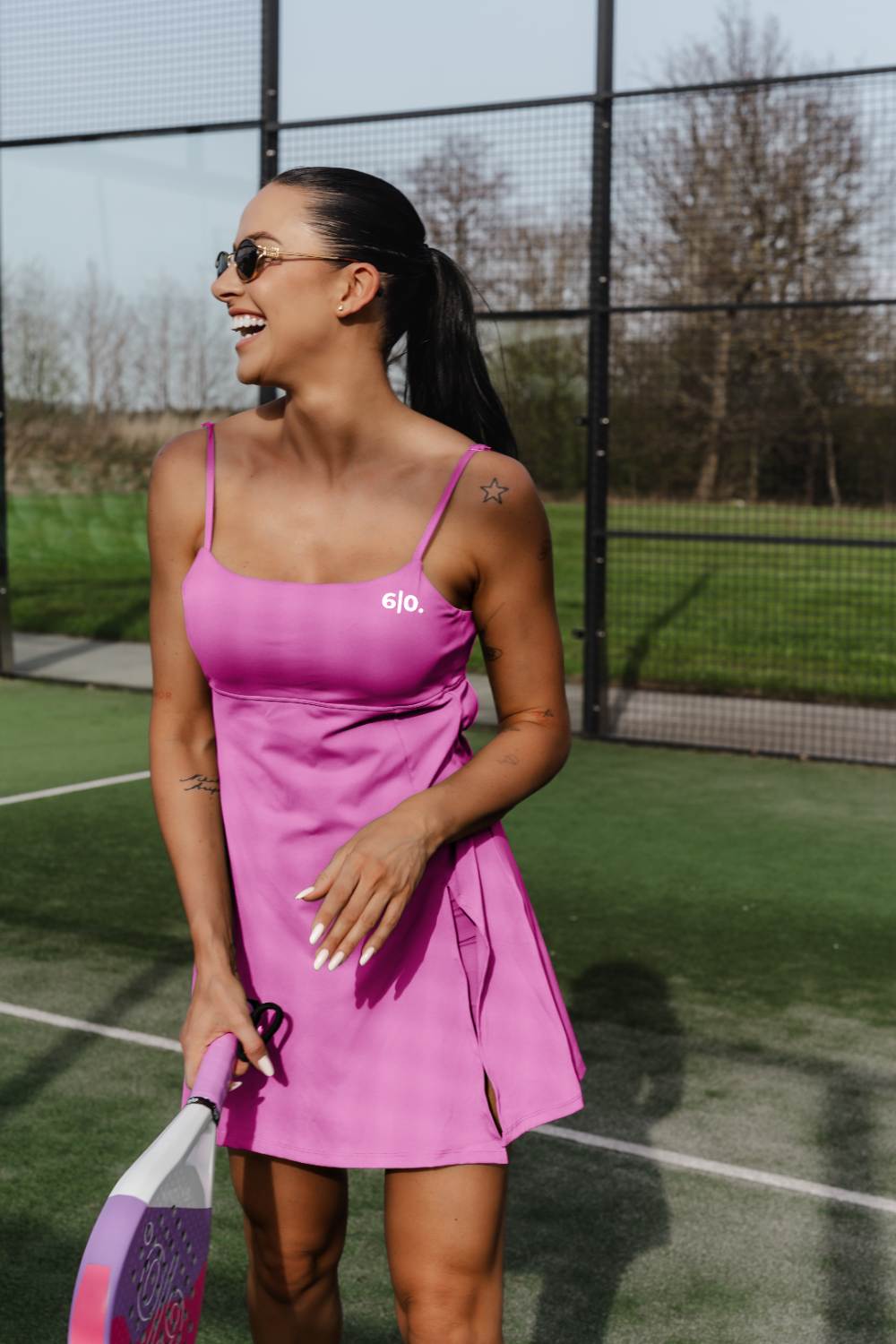 NILA blue back strap dress - Six Zero padel