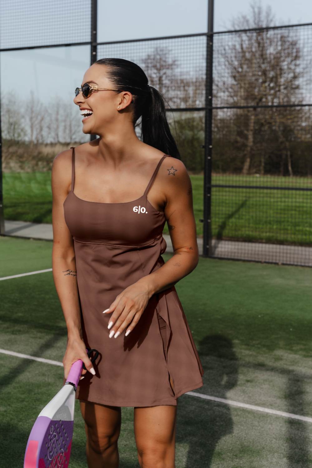 NILA blue back strap dress - Six Zero padel