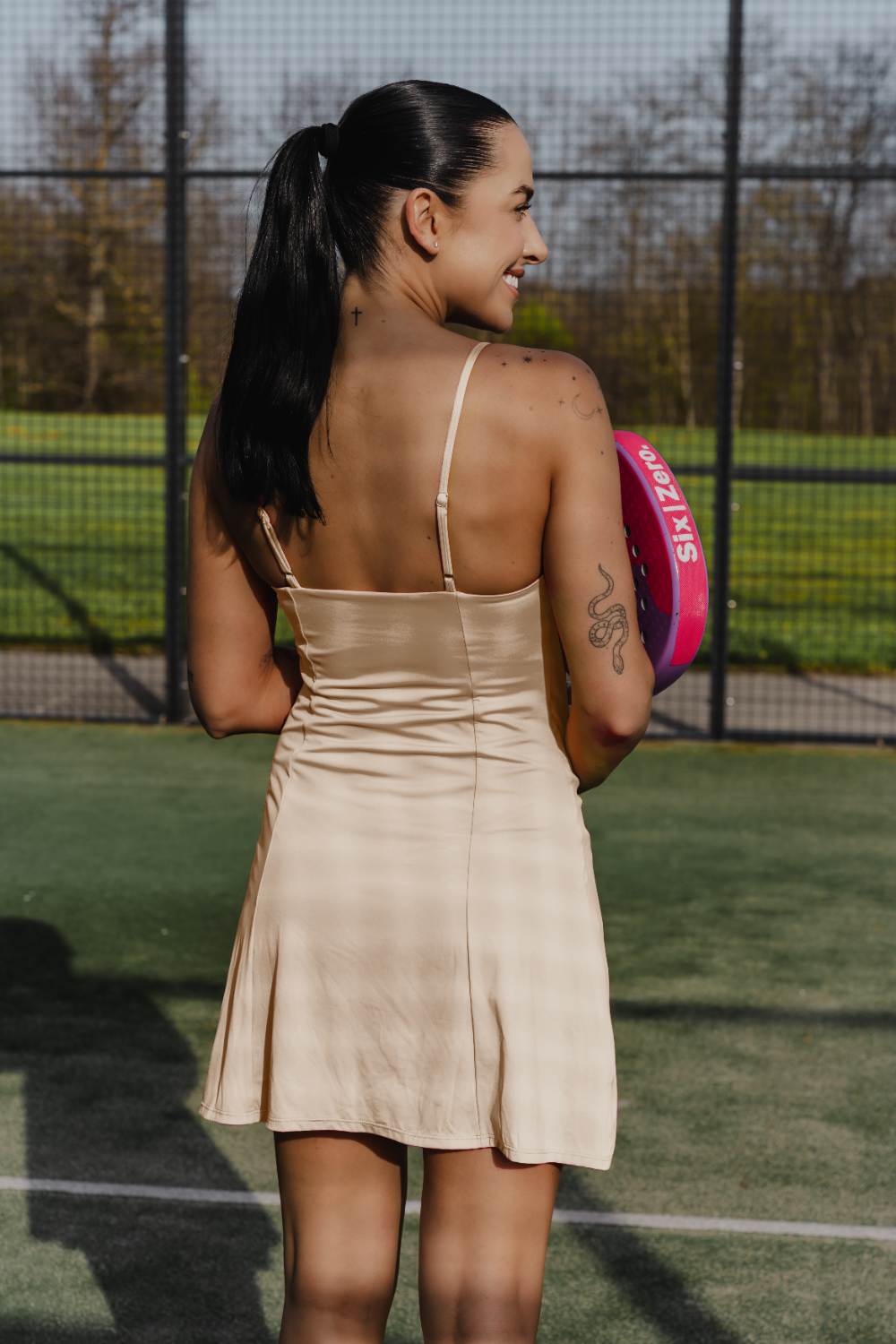 SIA pink dress with straps - Six Zero padel